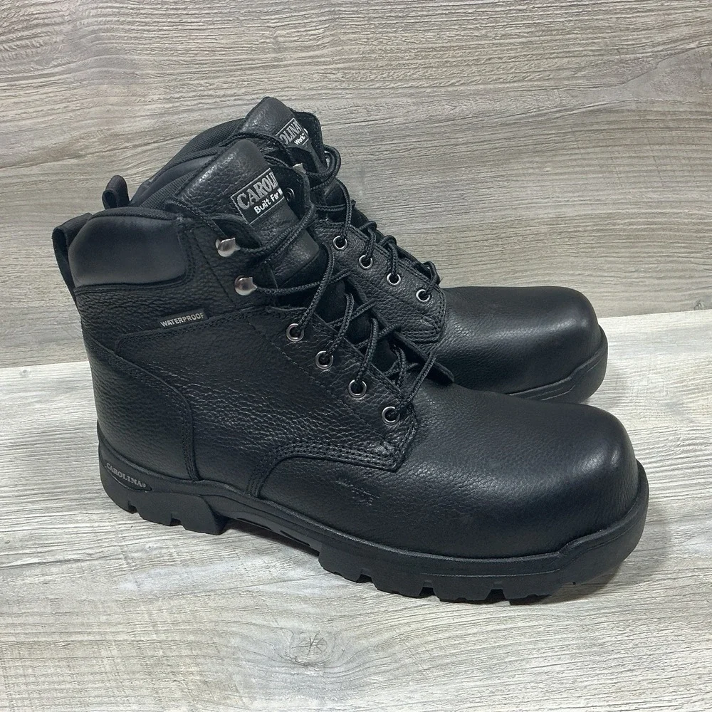 Carolina Leather Work Boots Men's Size 13 D Composite Toe Black Utility CA3537